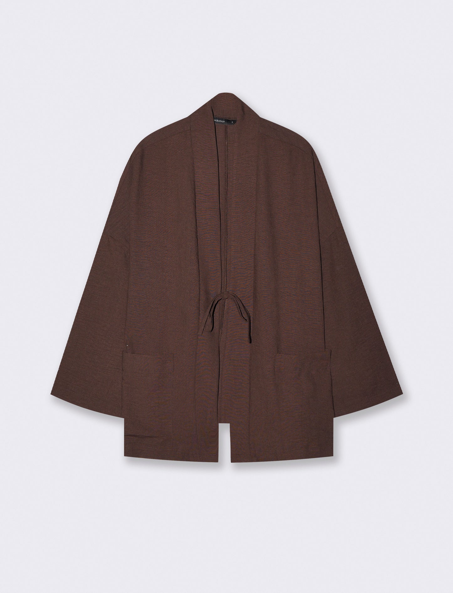 Kimono Jacket with Front Pockets - Brown