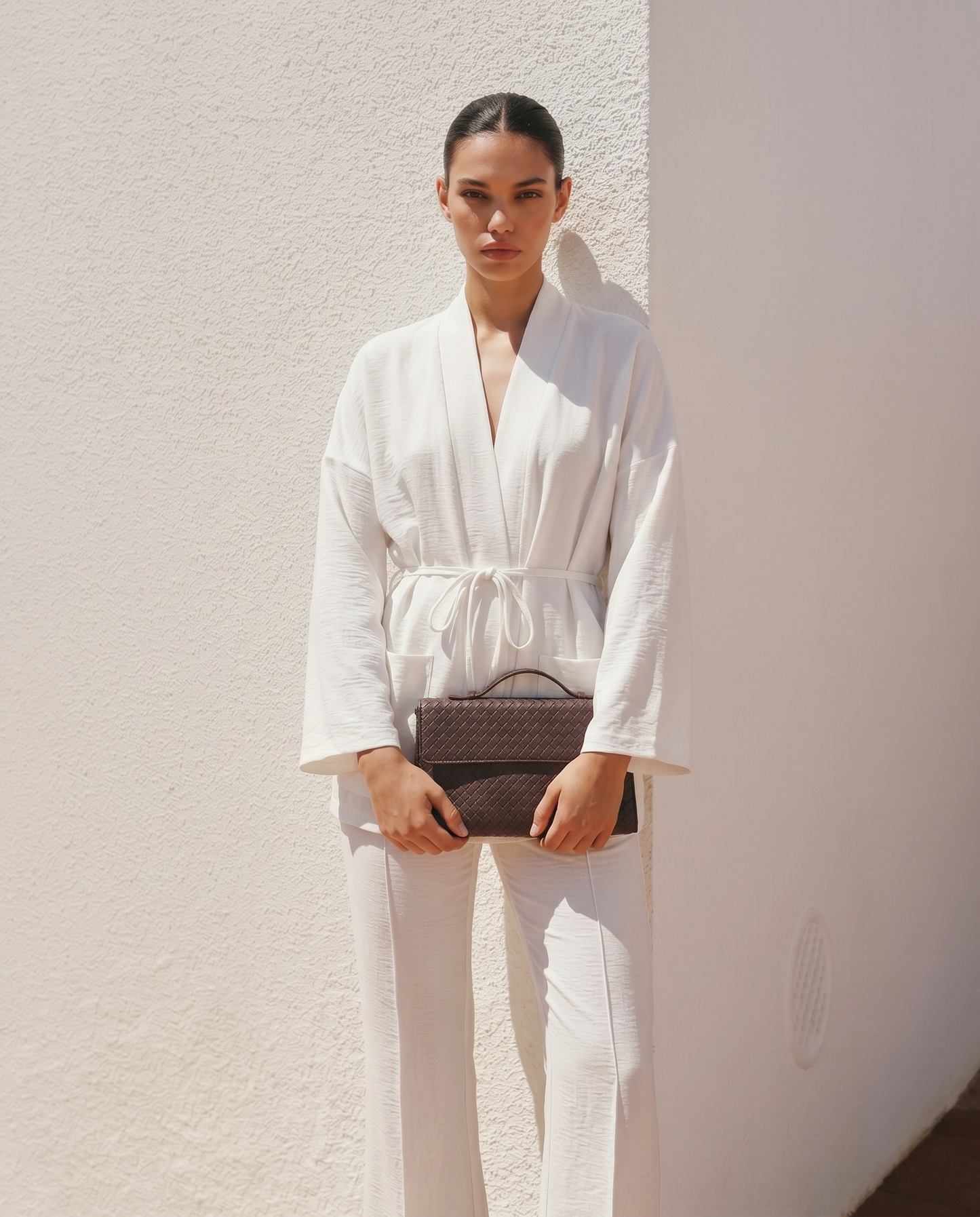 Giacca Kimono con Tasche Frontali - Bianco latte