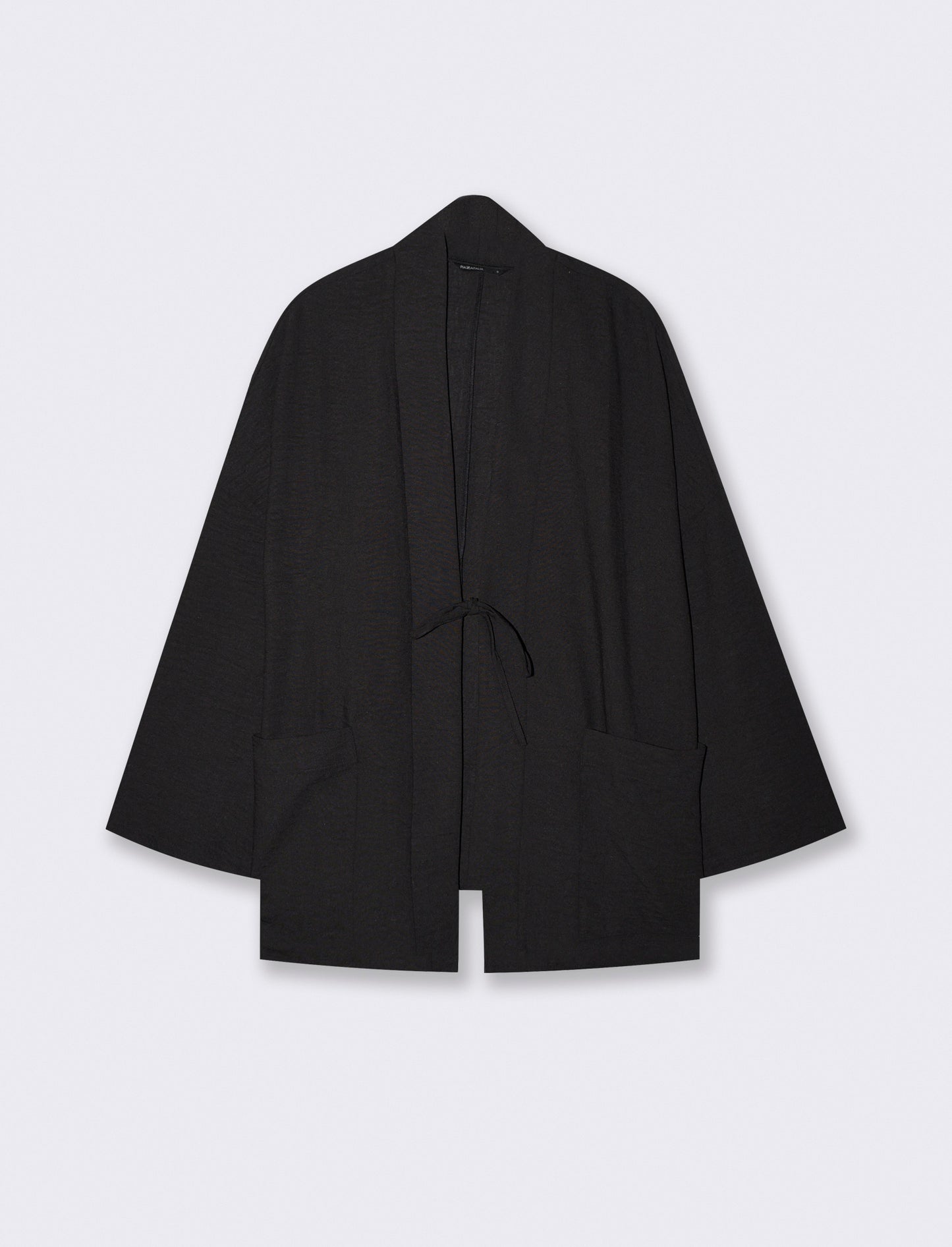 Giacca Kimono con Tasche Frontali - Nero