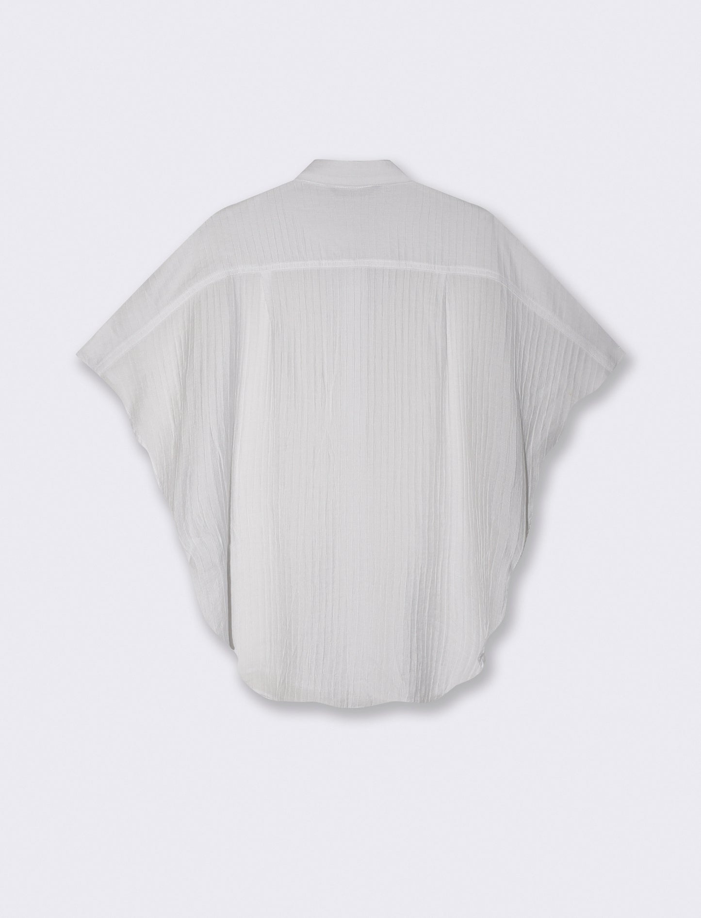 Sleeveless Kimono Shirt with Pleats - White