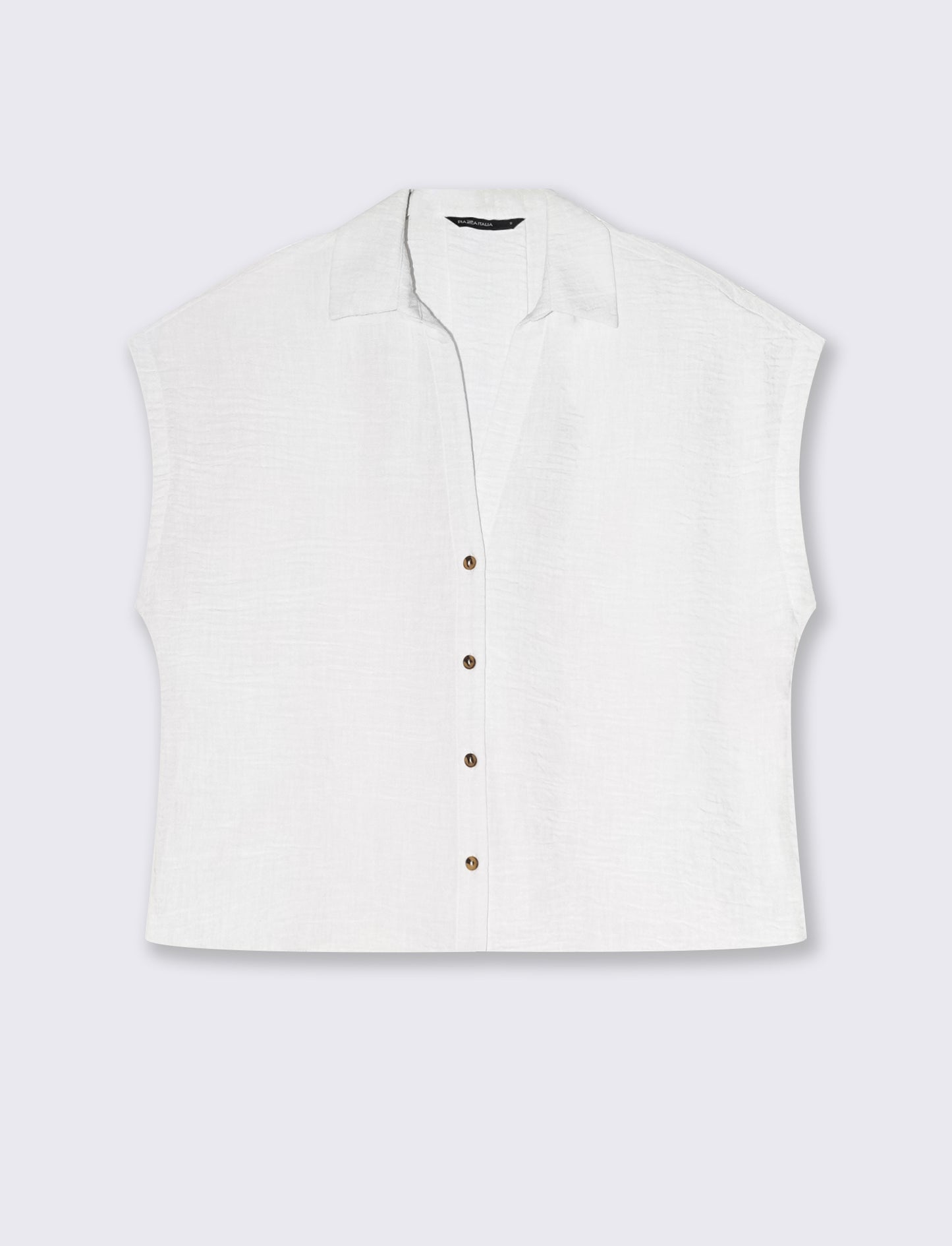 Short Sleeve Shirt with Pleat - White