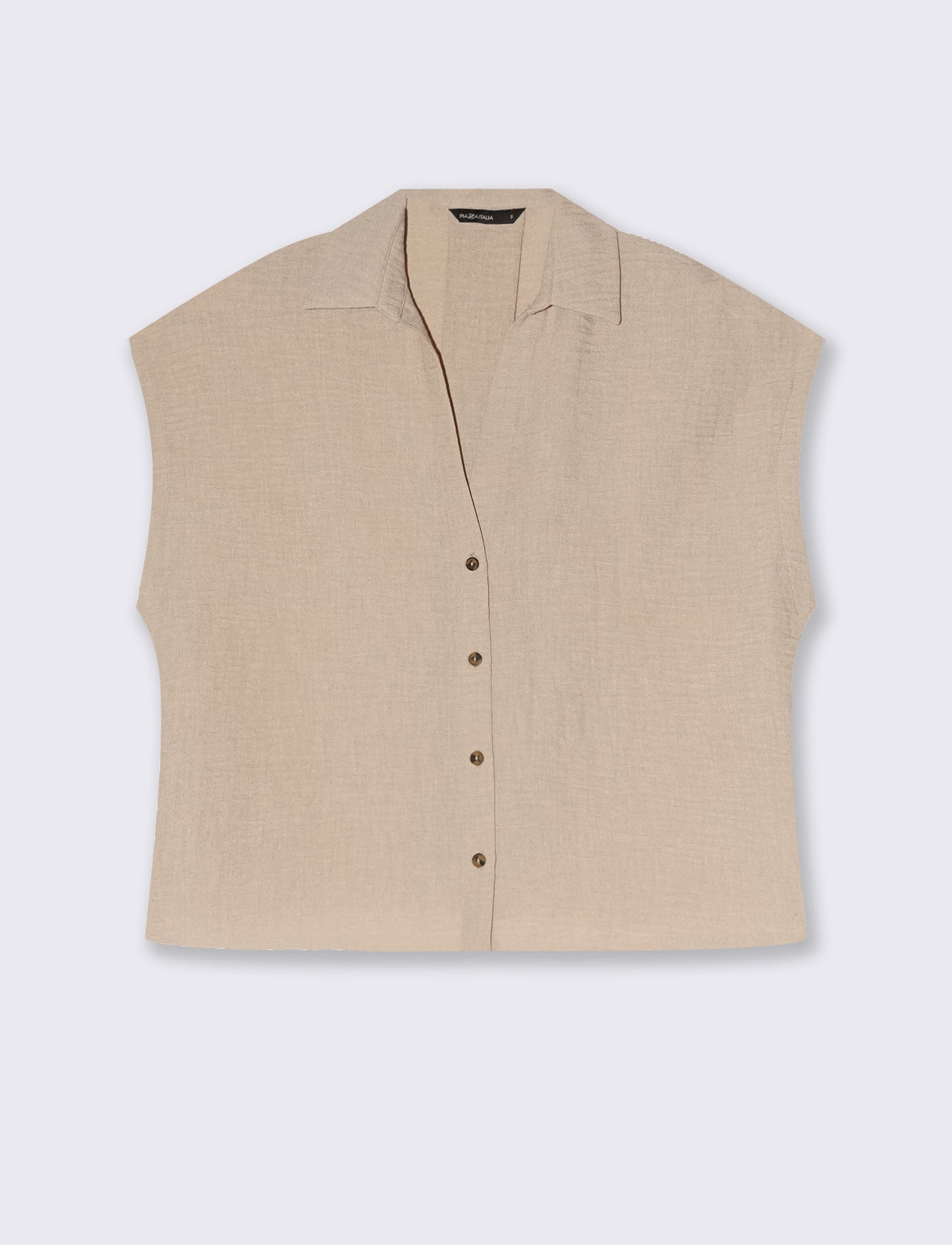 Camicia Manica Corta con Piega - Beige grano