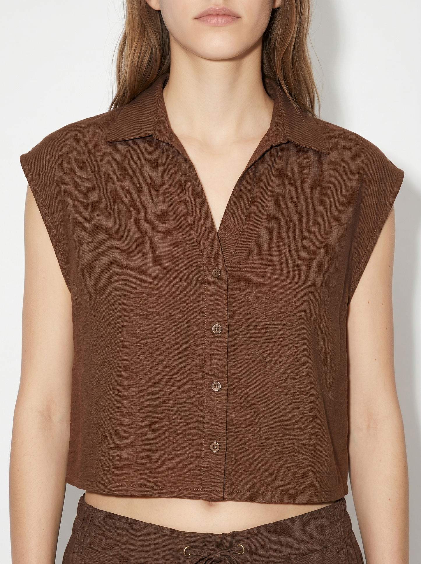 Camicia Manica Corta con Piega - Marrone cioccolato