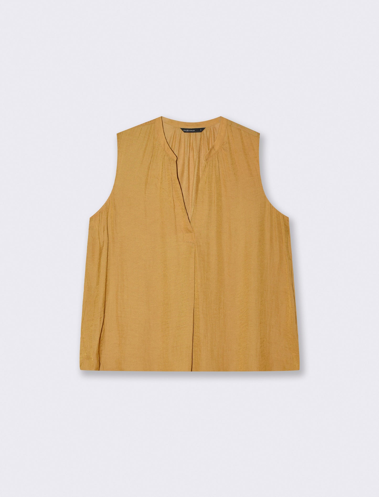 Sleeveless Tunic with V-Neck - Yellow