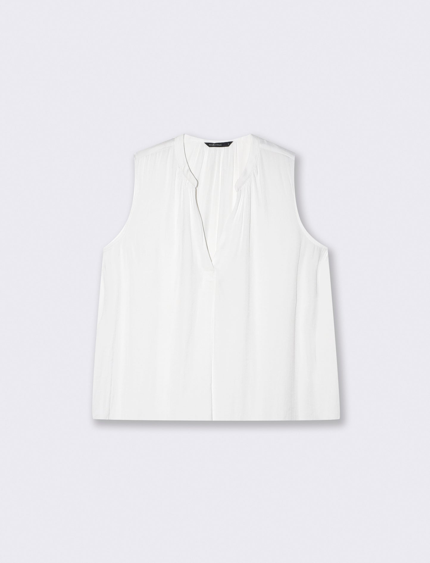 Sleeveless Tunic with V-Neck - White