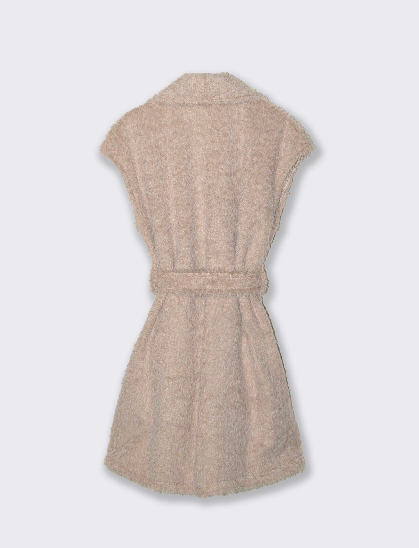 Smanicato con cintura in tessuto effetto pelo - Beige