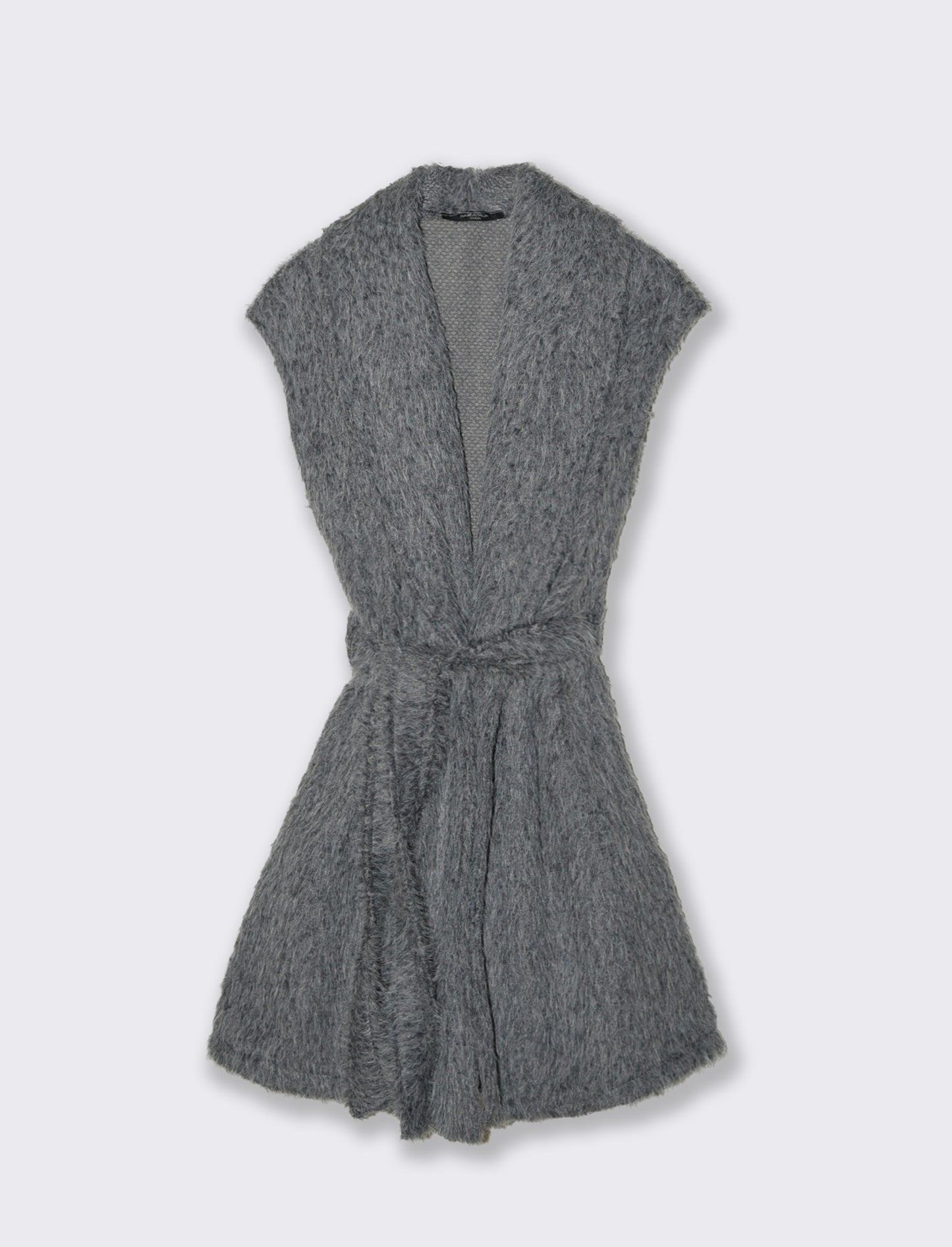 Smanicato con cintura in tessuto effetto pelo - Grigio