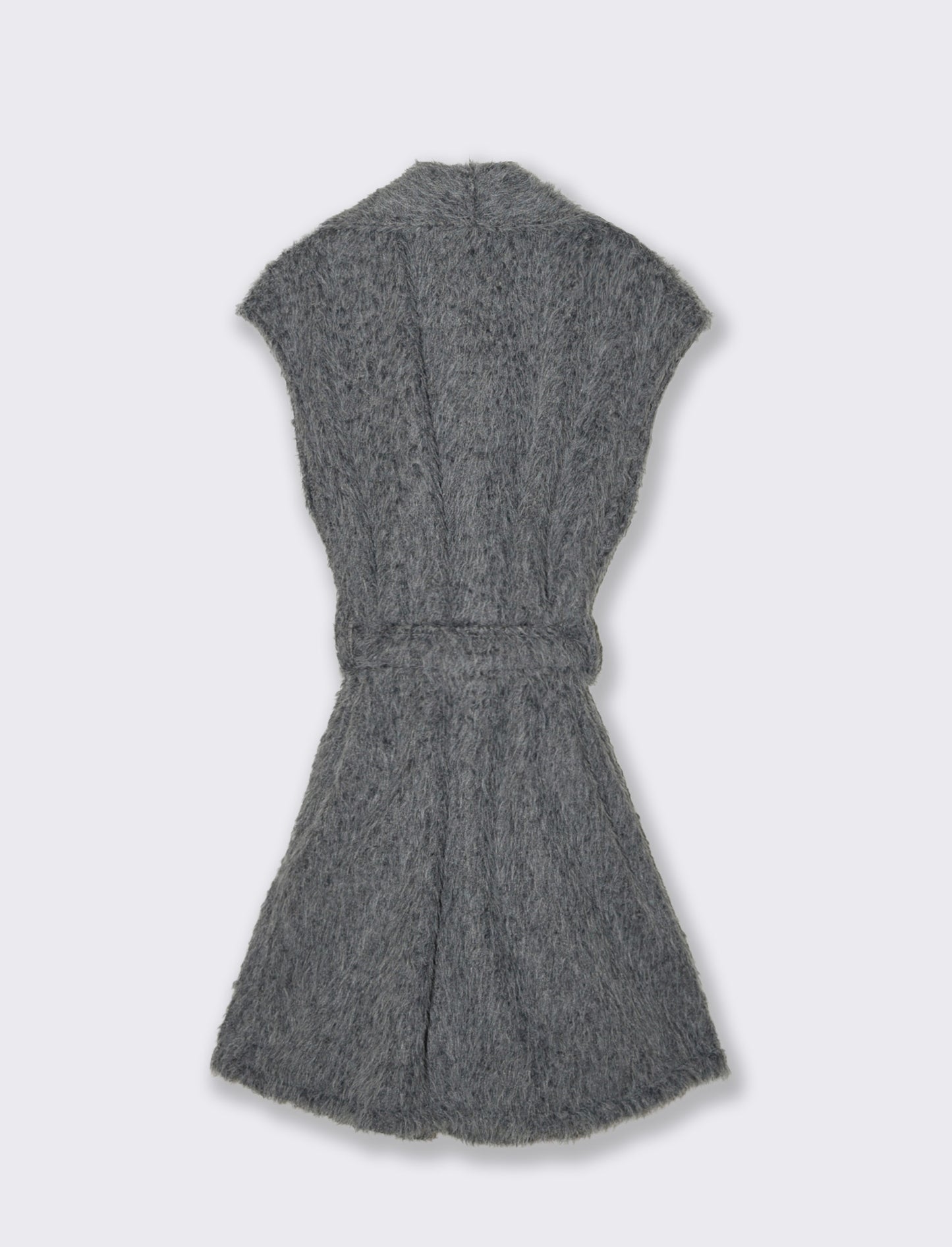 Smanicato con cintura in tessuto effetto pelo - Grigio