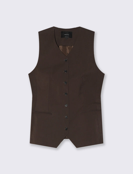 Long Lined Vest - Brown
