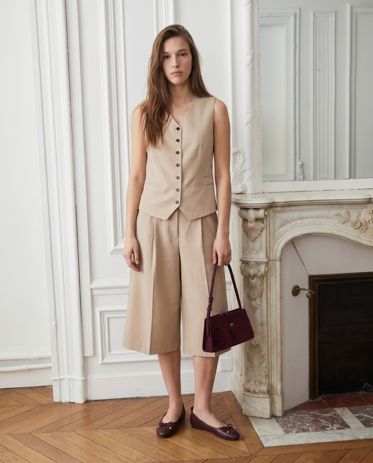Gilet Lungo Foderato - Beige grano