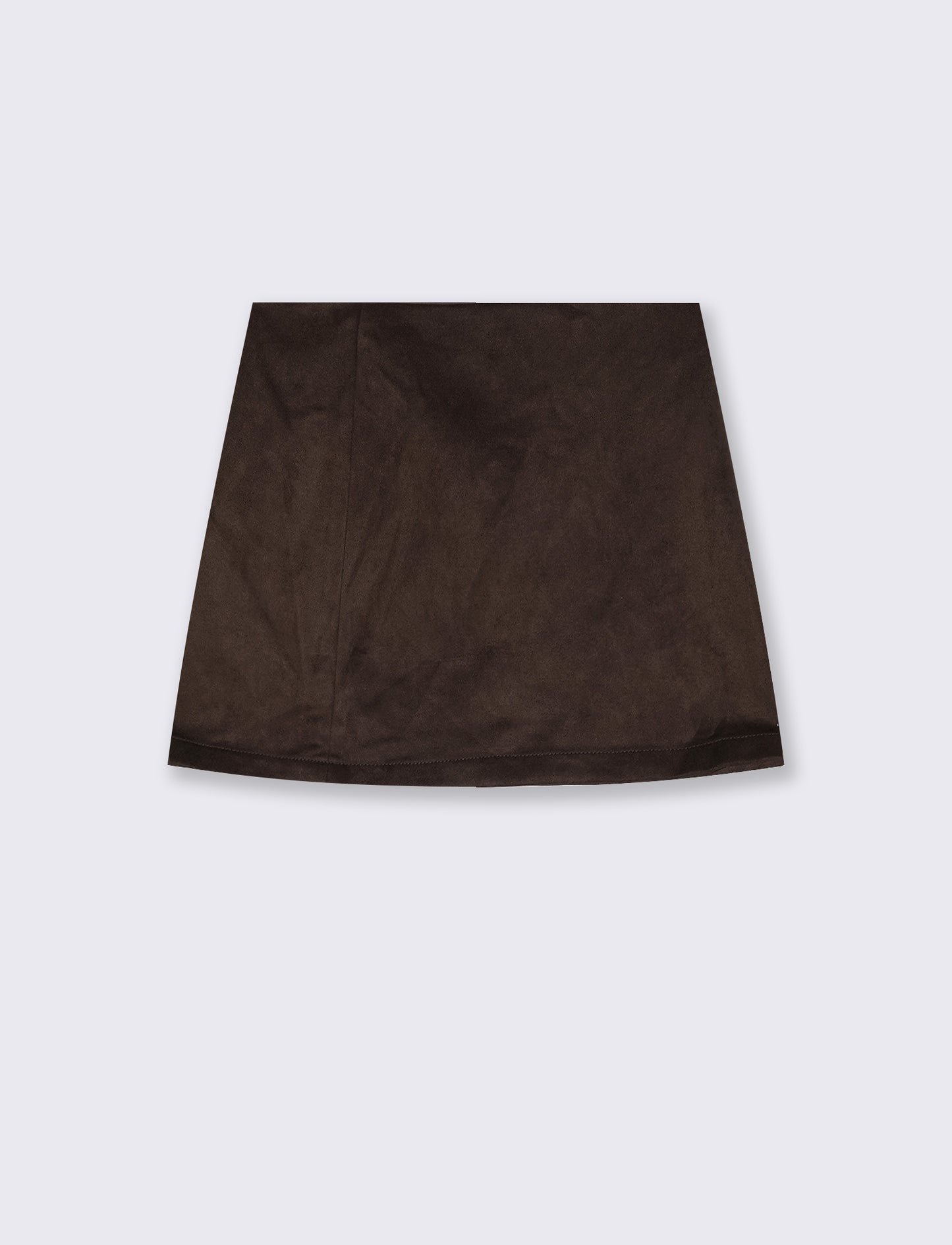 Suede mini skirt with side zip - Brown