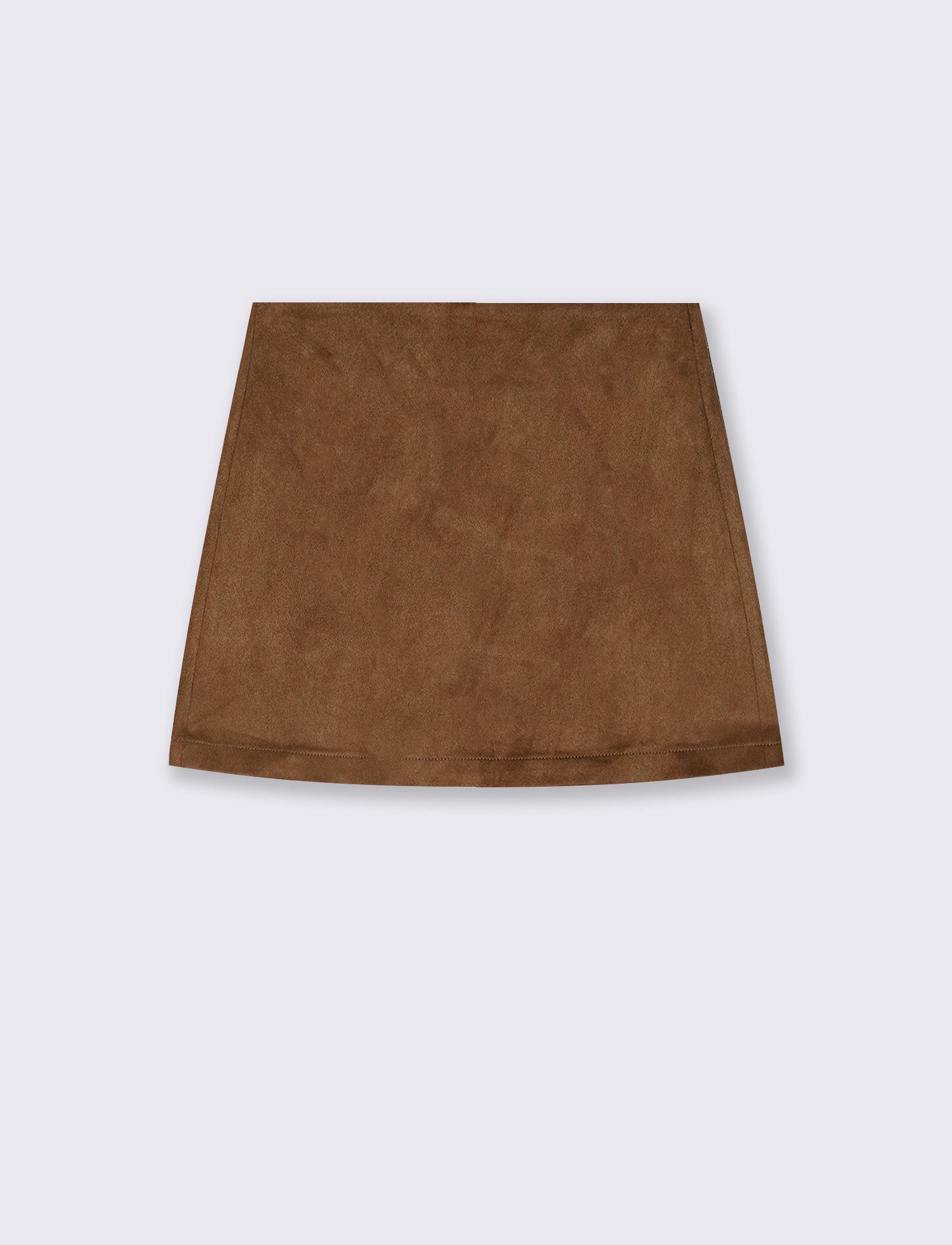 Suede mini skirt with side zip - BROWN