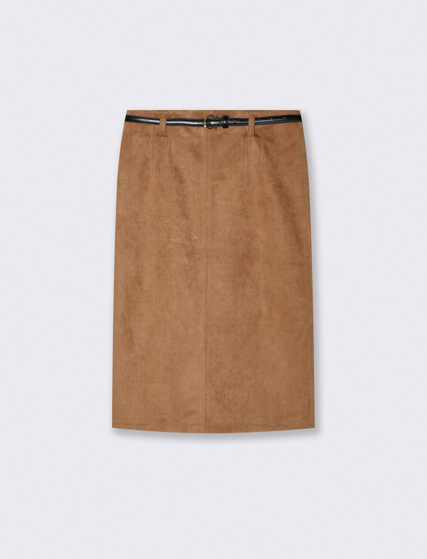 Gonna loungette con cintura abbinata - Cammello