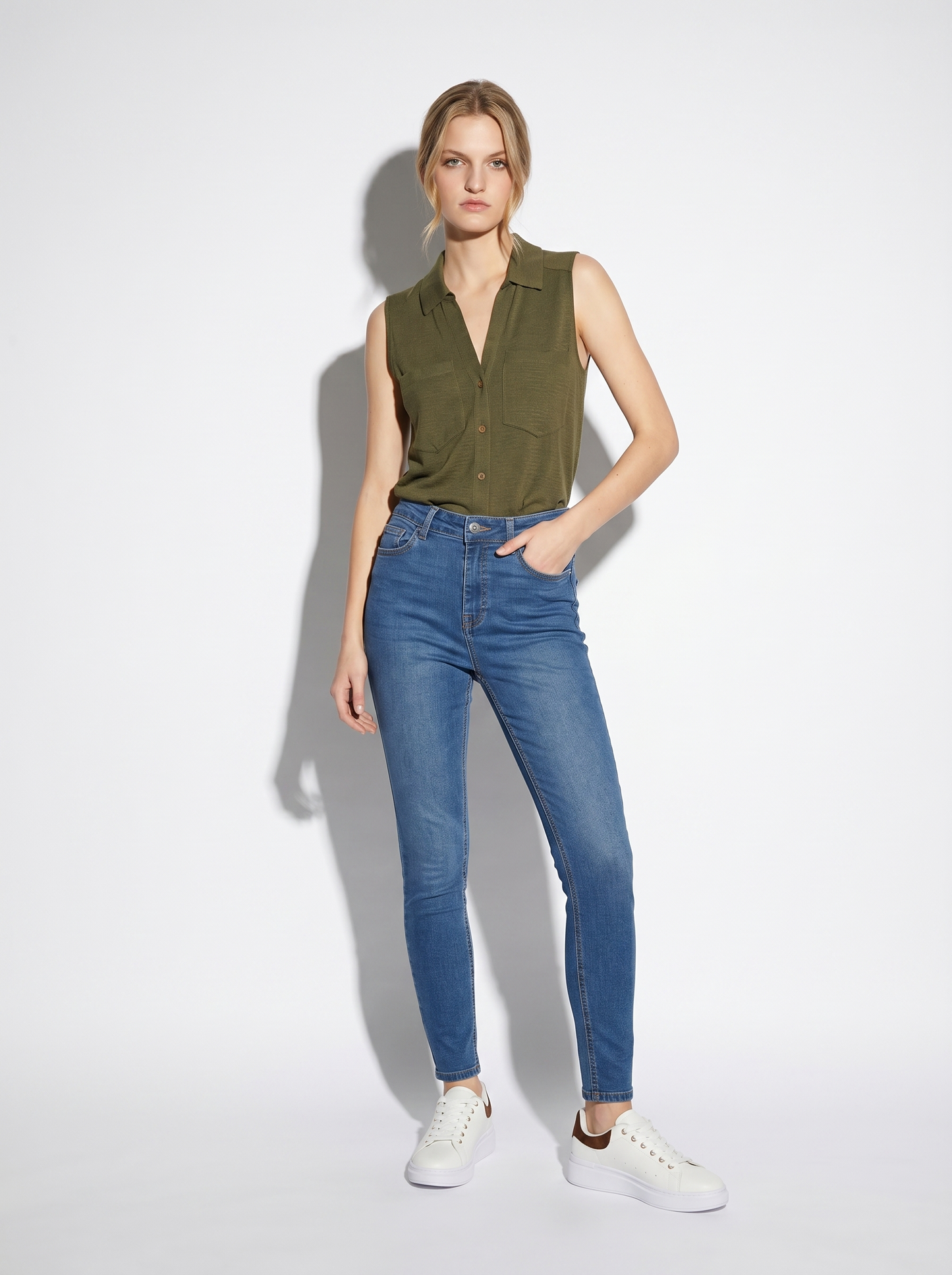 JEANS SUPER SKINNY A VITA MOLTO ALTA - DENIM SCURO