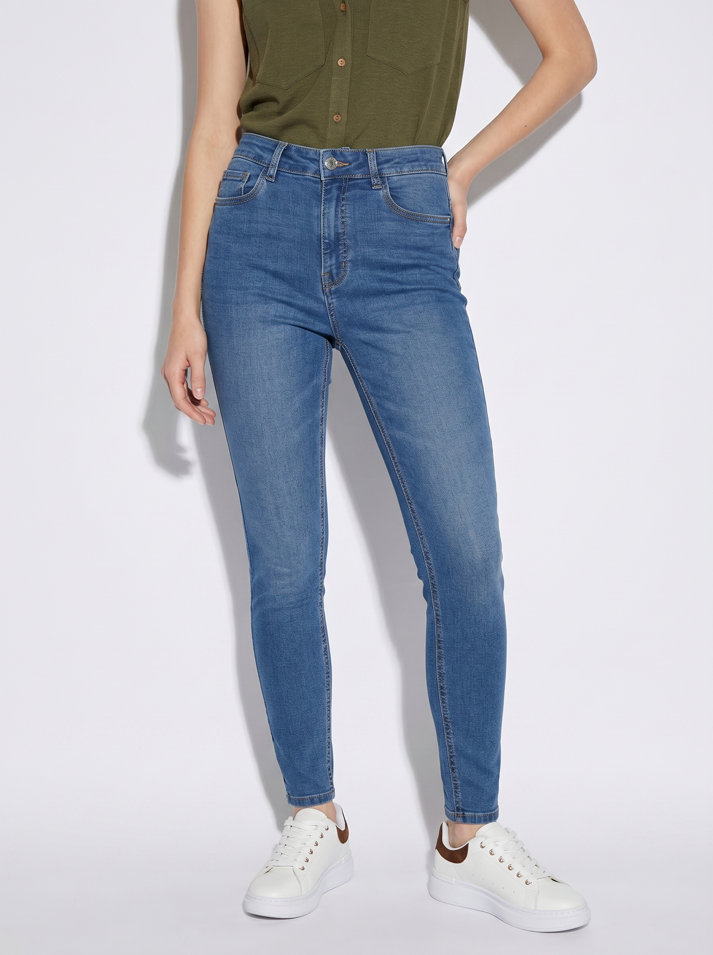 JEANS SUPER SKINNY A VITA MOLTO ALTA - DENIM SCURO