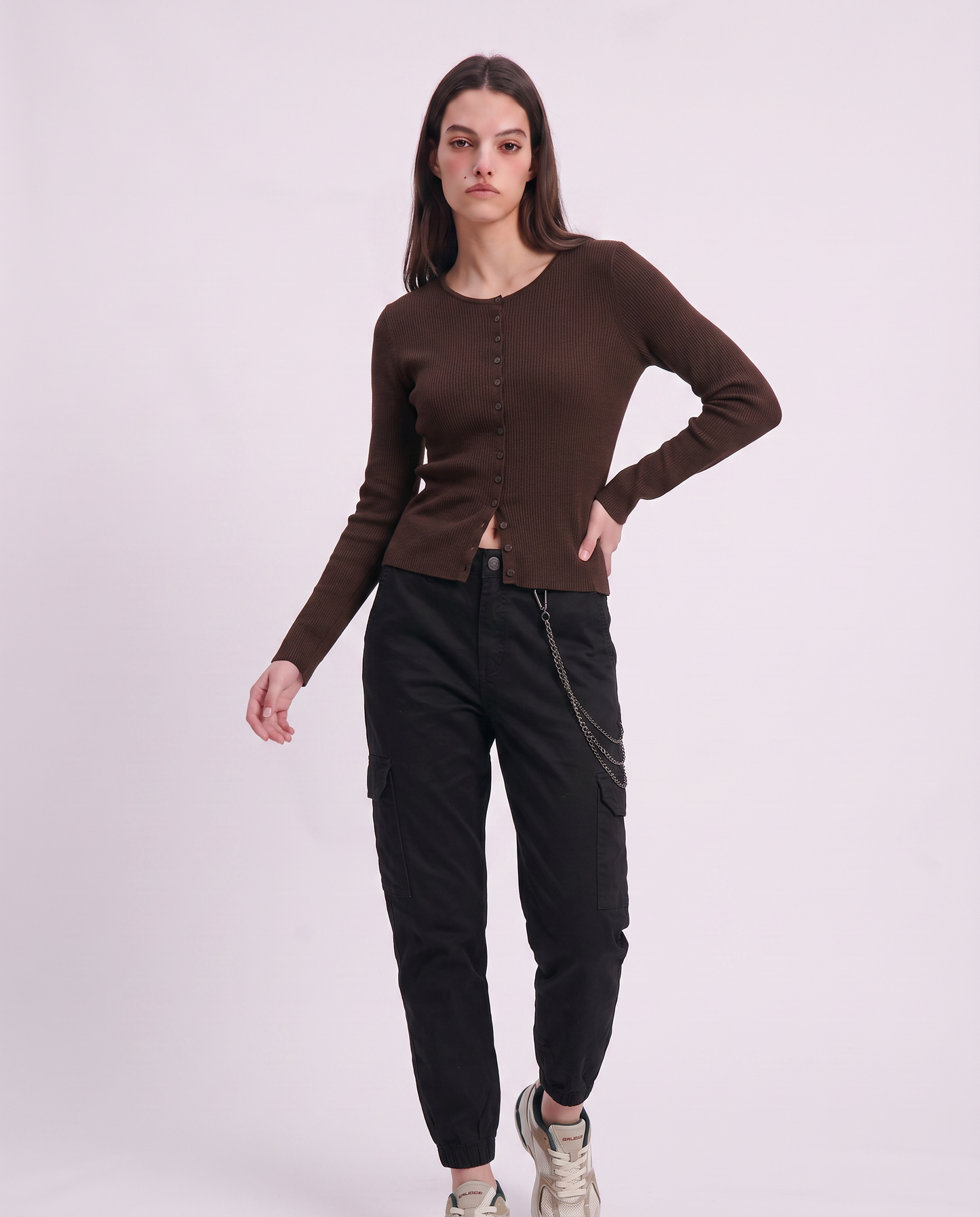Pantalone cargo con elastico in vita - Nero
