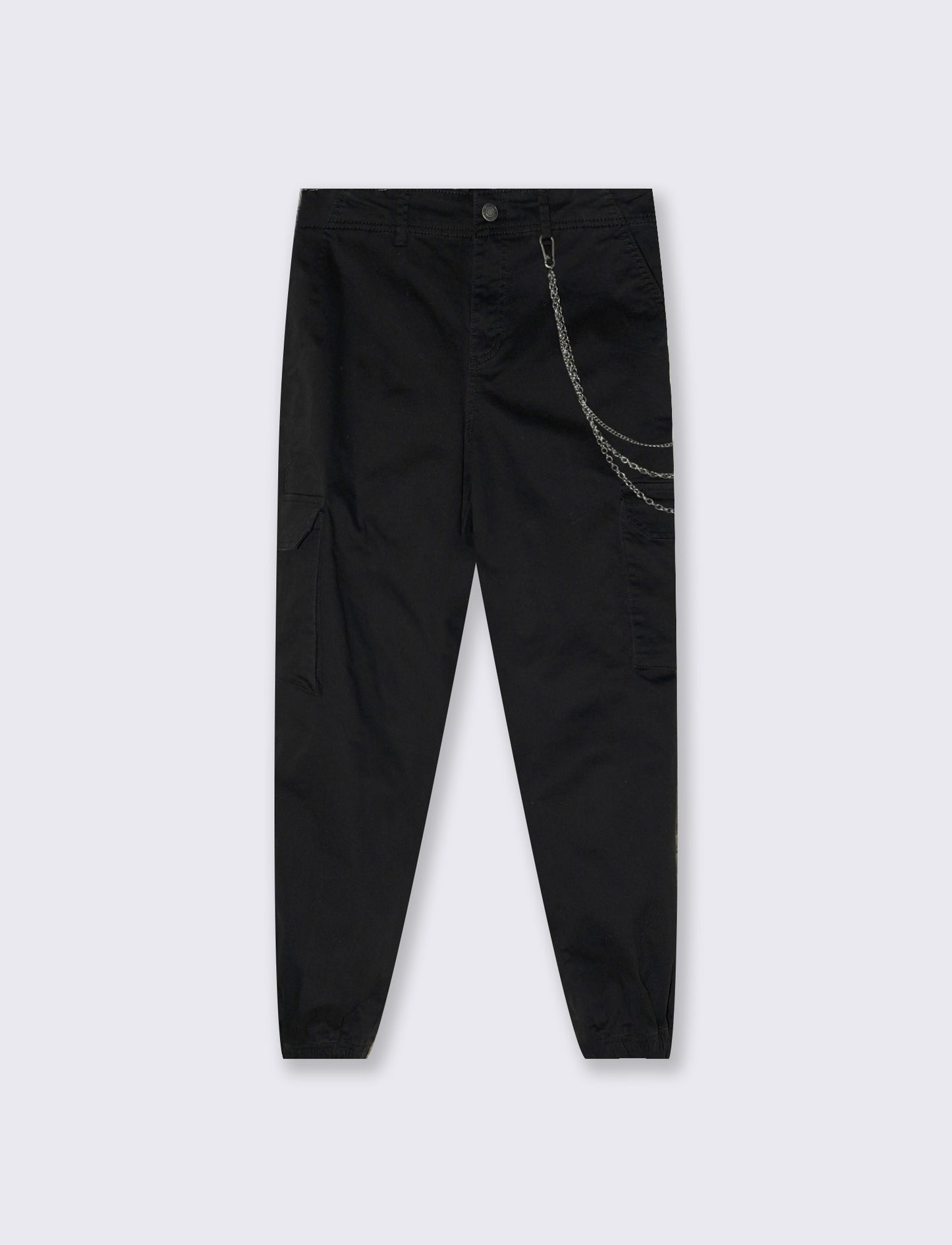 Pantalone cargo con elastico in vita - Nero