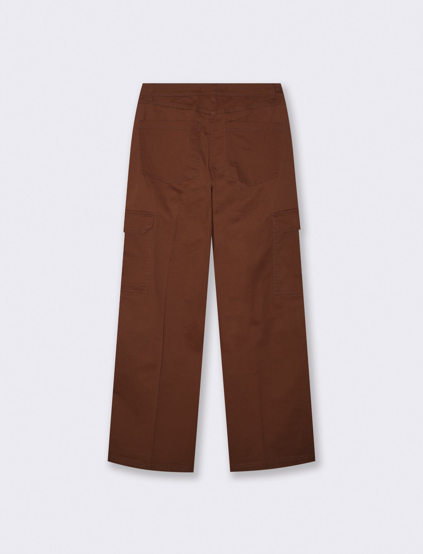 Cargo straight leg high waist con tasche - Marrone cioccolato