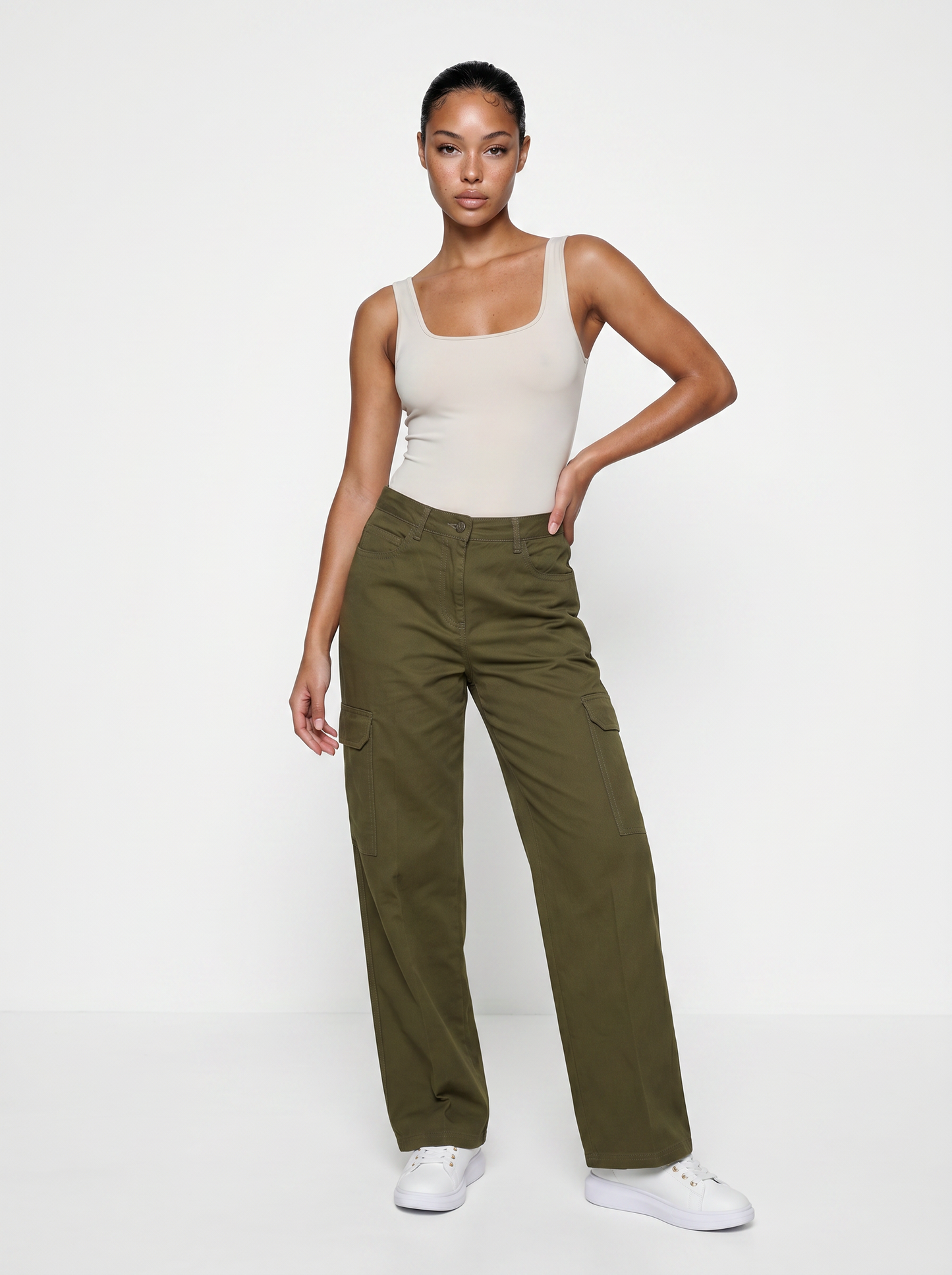 Cargo straight leg high waist con tasche - Ve.milit.