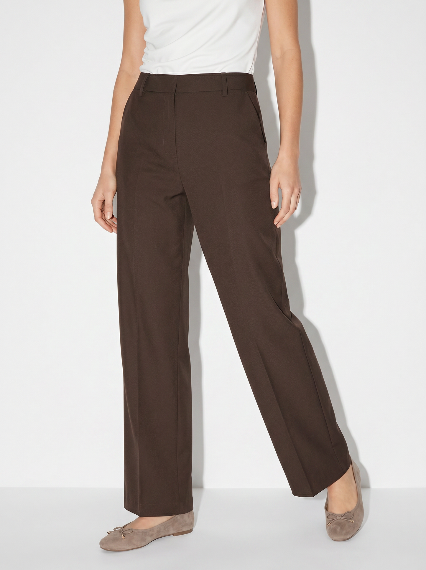 Elegant Straight Pants - Brown