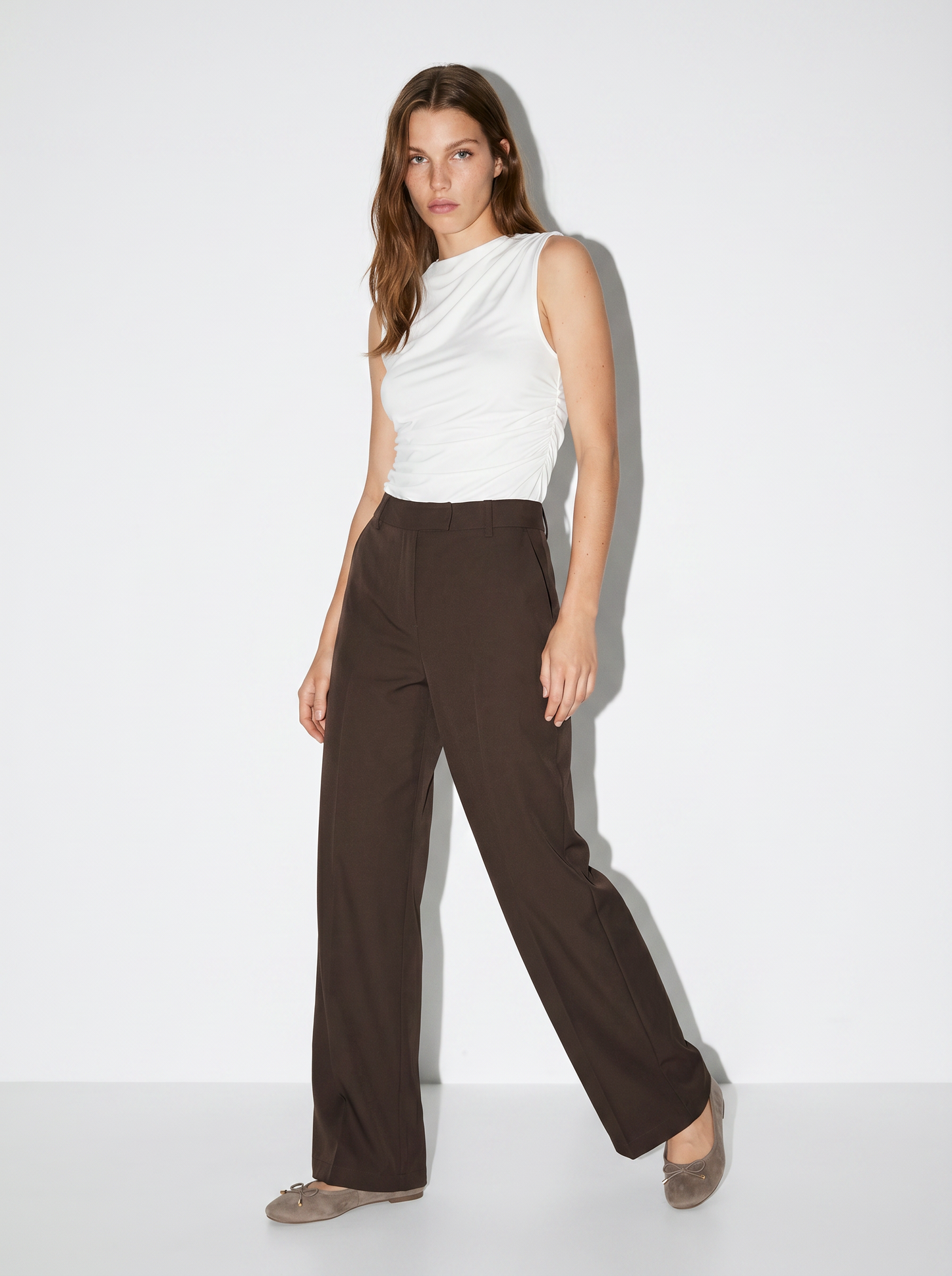 Elegant Straight Pants - Brown