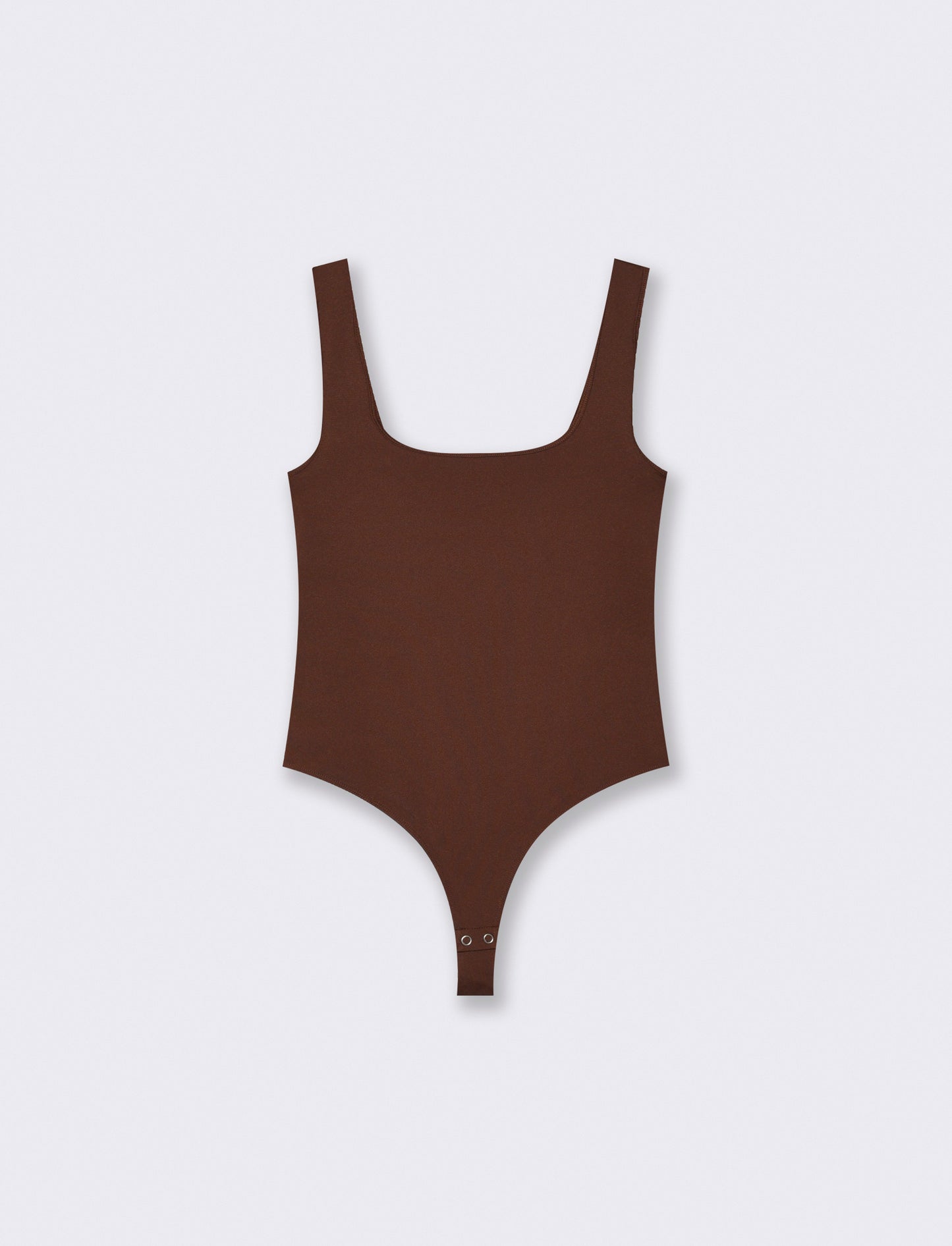 Body slim con scollo quadrato elegante - Marrone cioccolato