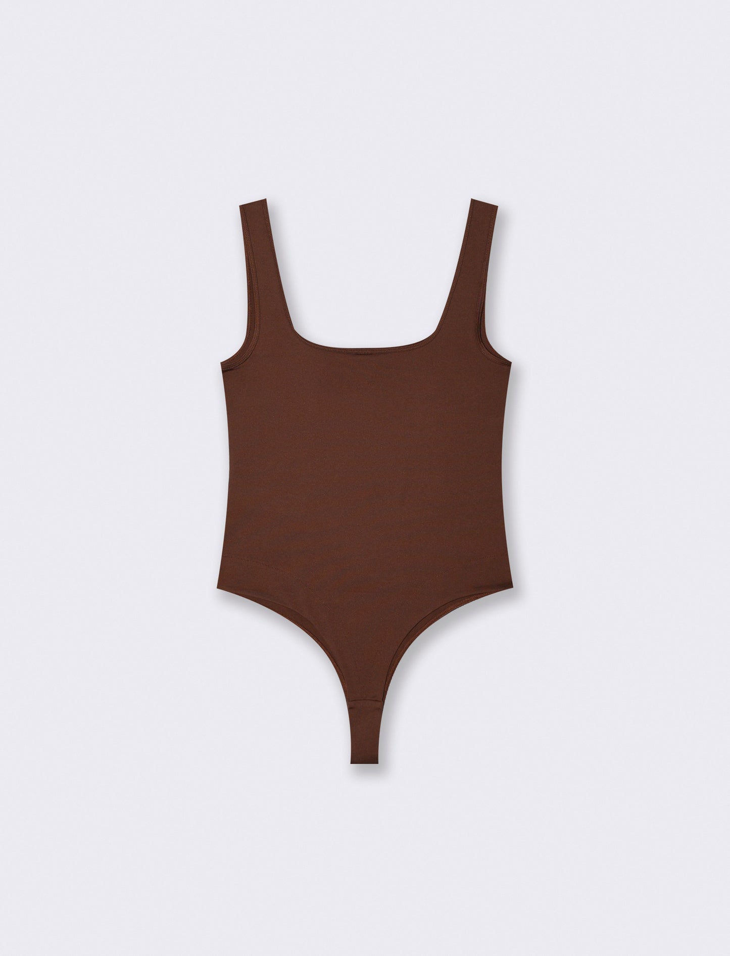 Body slim con scollo quadrato elegante - Marrone cioccolato