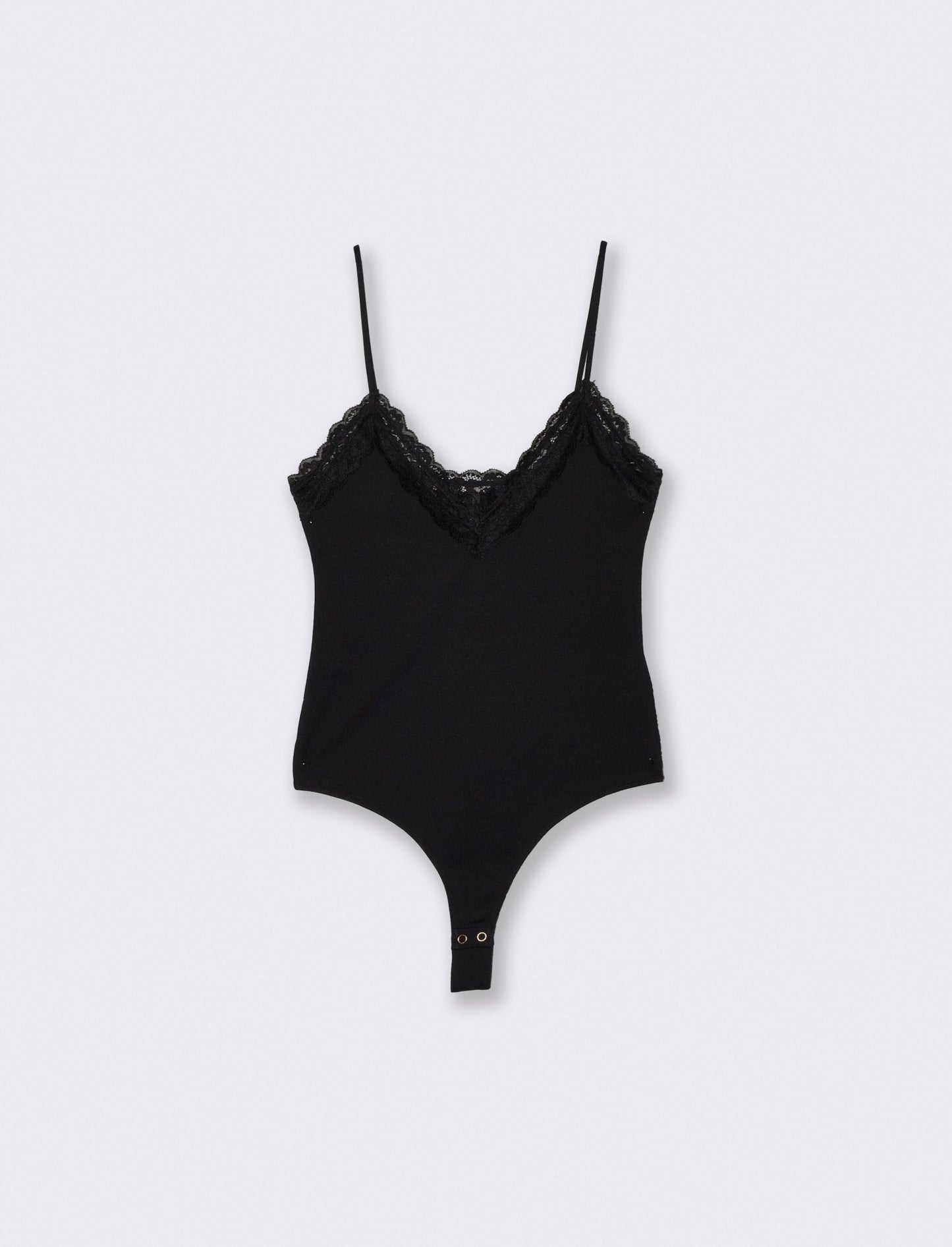 Body a bretelline con pizzo elegante - Nero