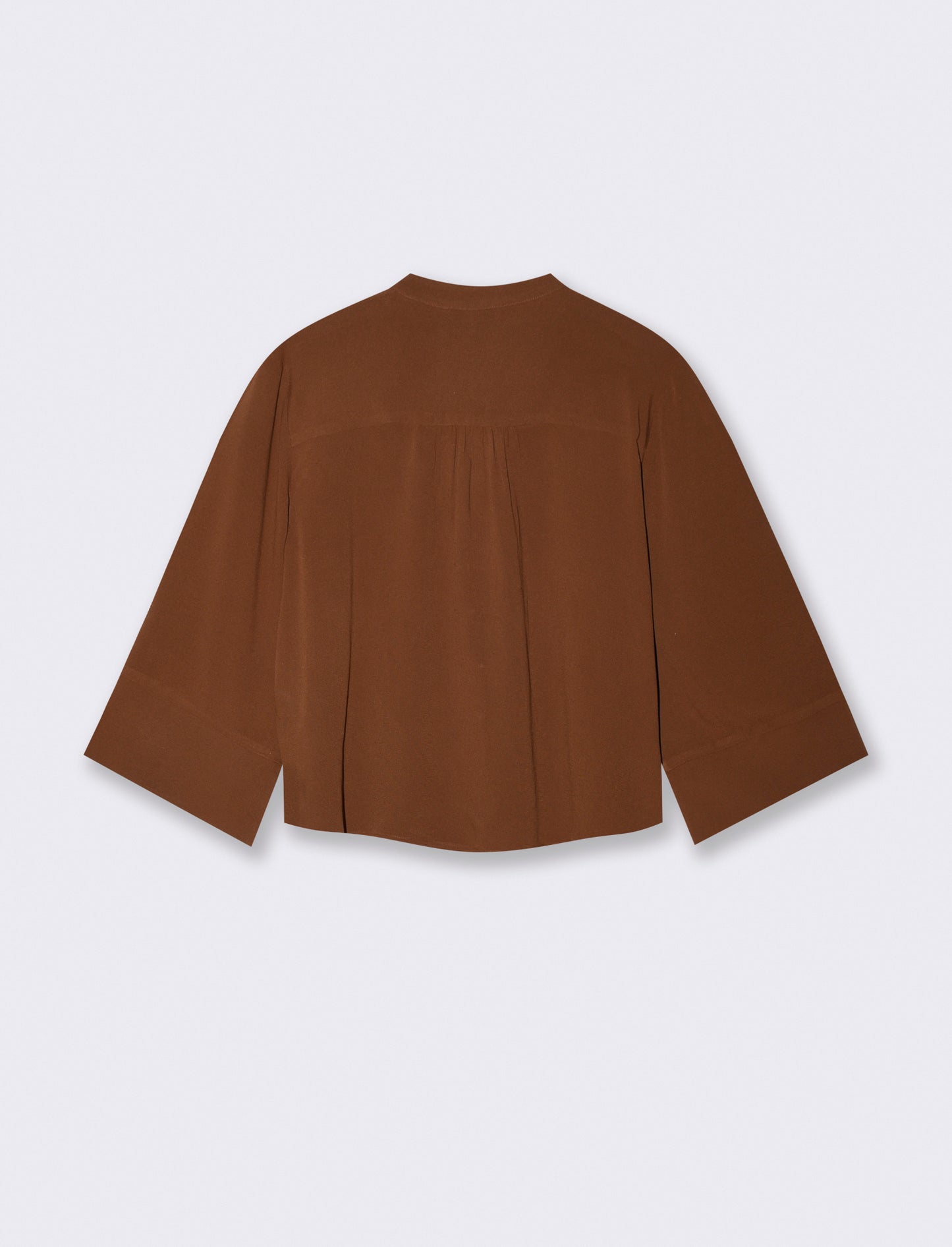 V-neck shirt with Korean collar - Brown