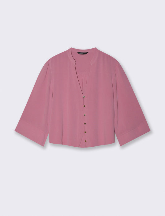 CAMICIA SCOLLO A V - Rosa