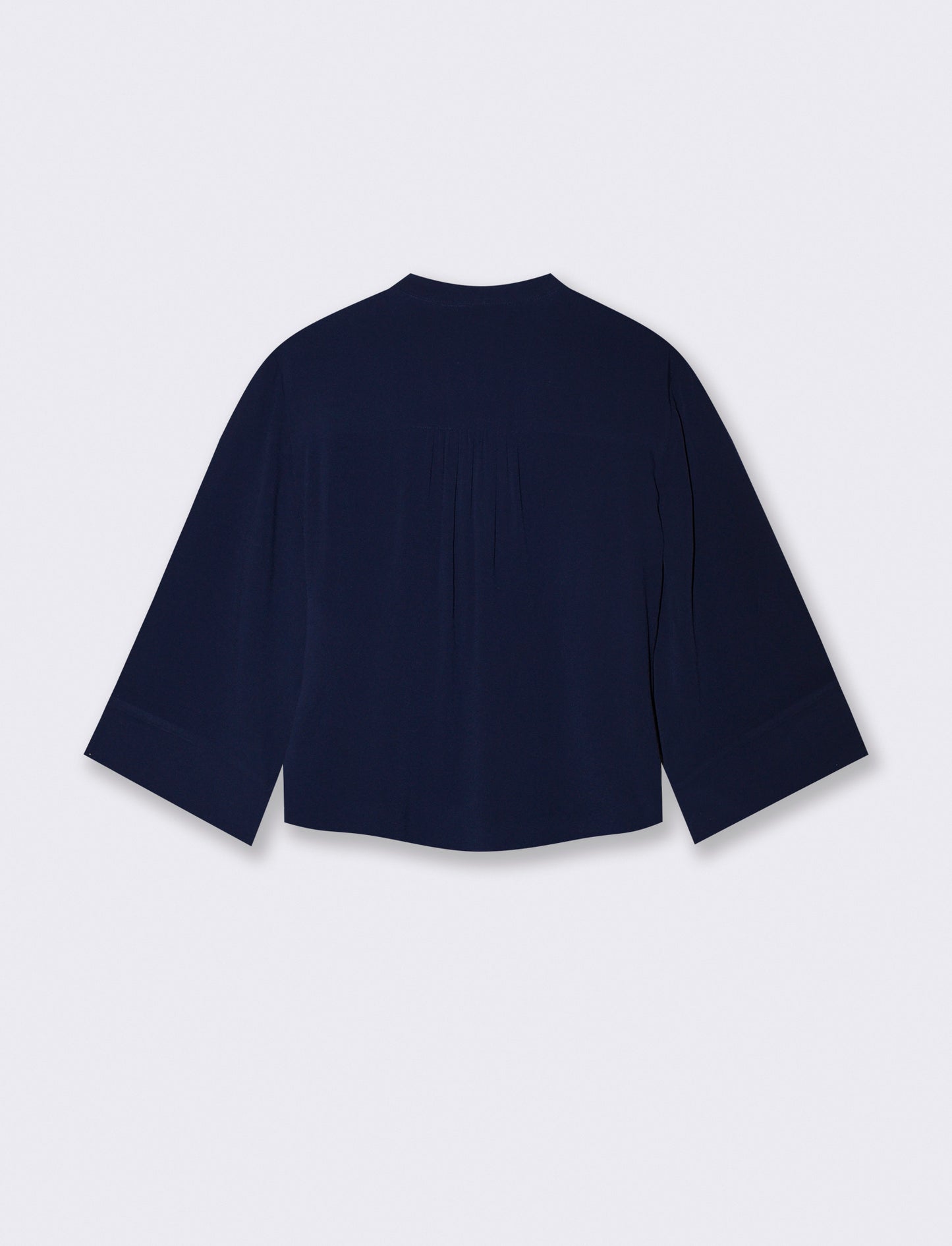 Camicia scollo a V con collo coreano - Blu