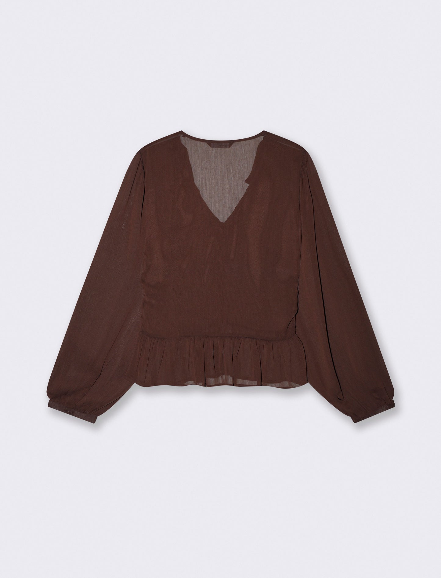 Camicia con scollo a V e volant - Moro