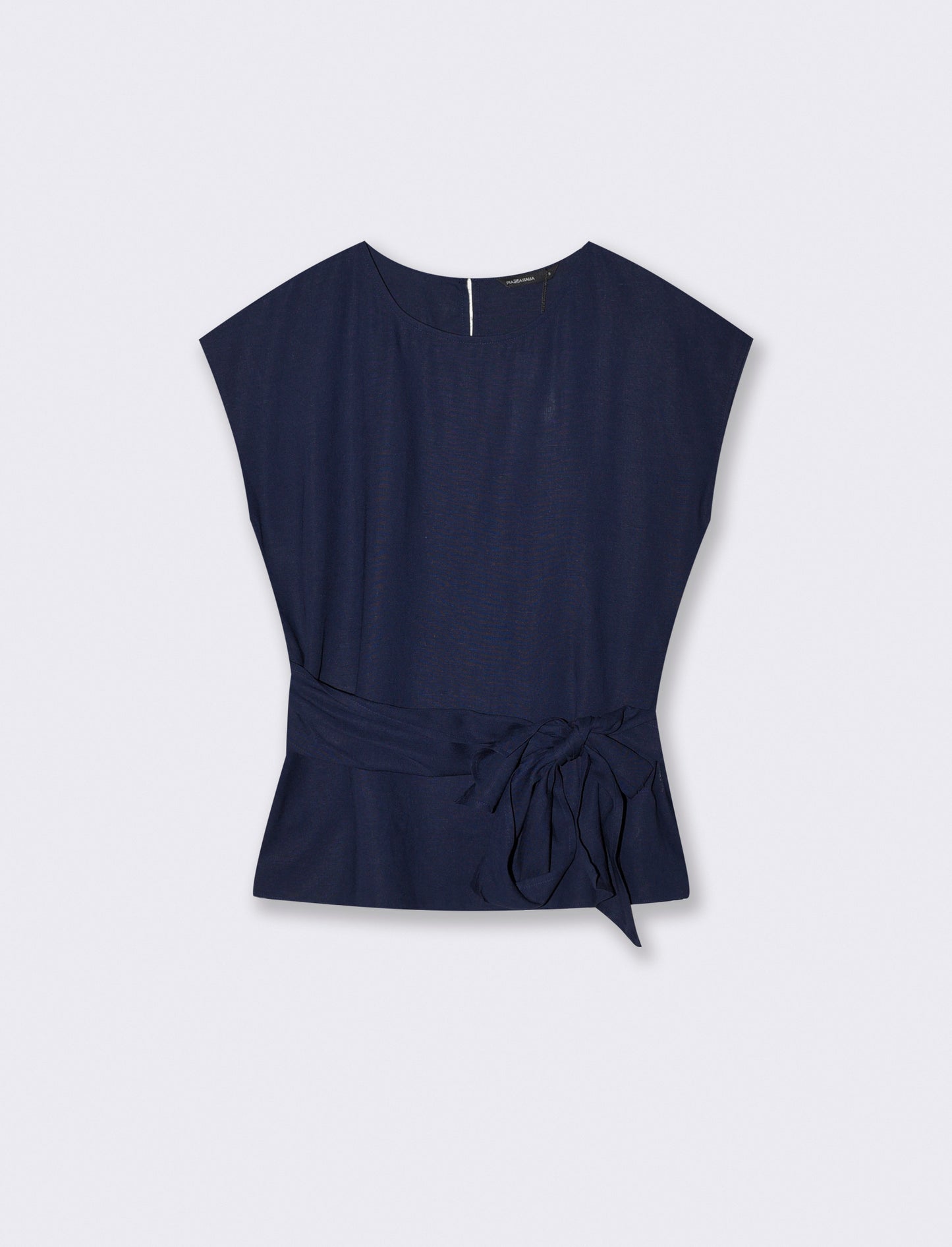 T-Shirt with Bow at Waist - Blue
