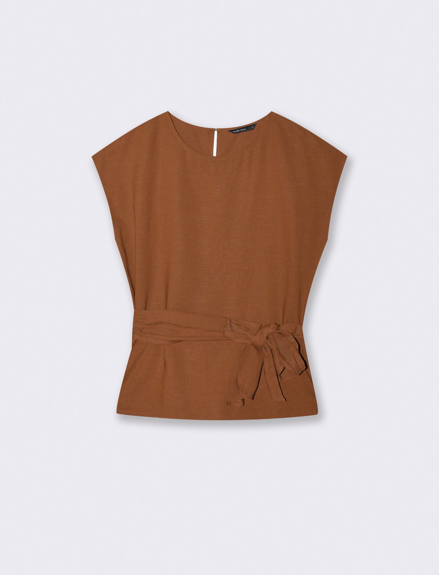 T-Shirt with Bow at Waist - Brown