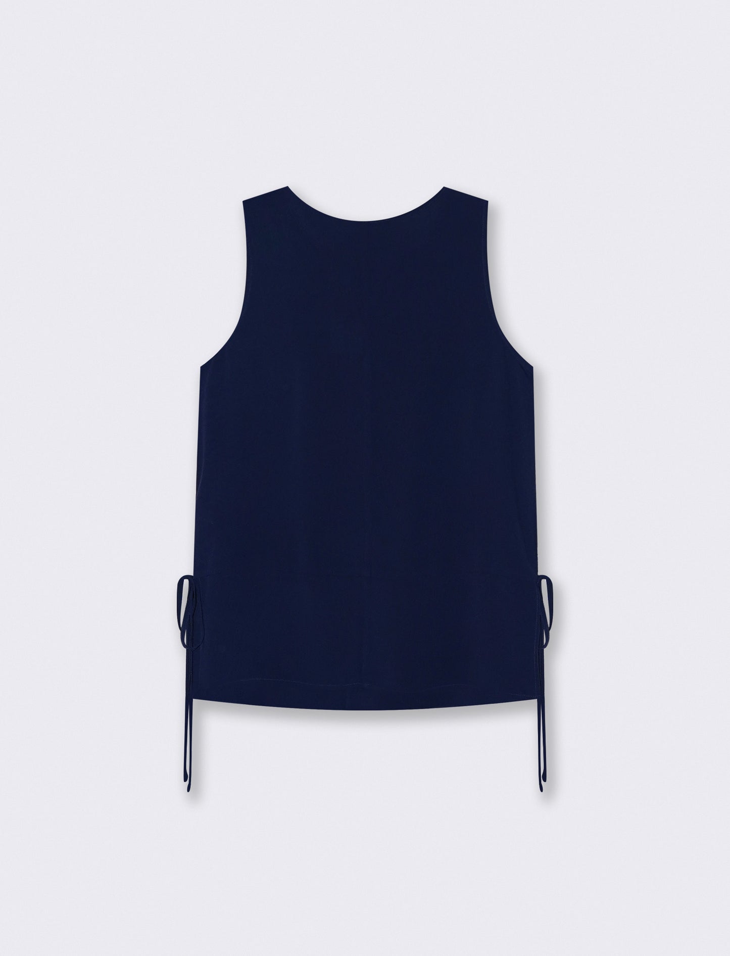 Sleeveless Blouse with Pockets and Ties - Blue