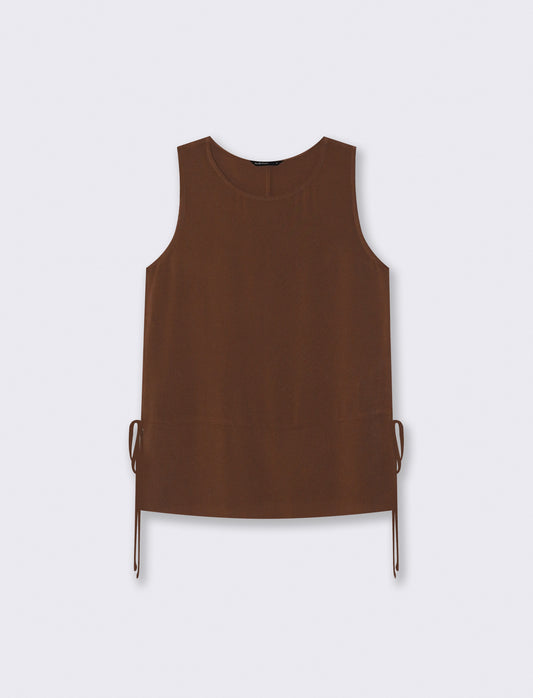 Blusa Smanicata con Sacchi e Laccetti - Marrone tabacco