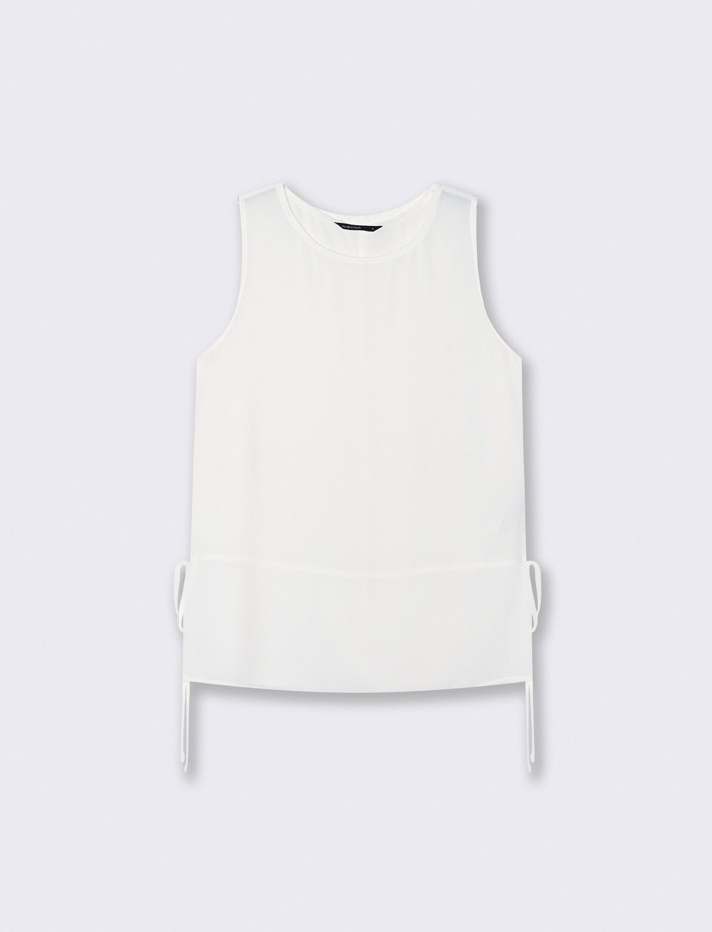 Sleeveless Blouse with Pockets and Ties - White