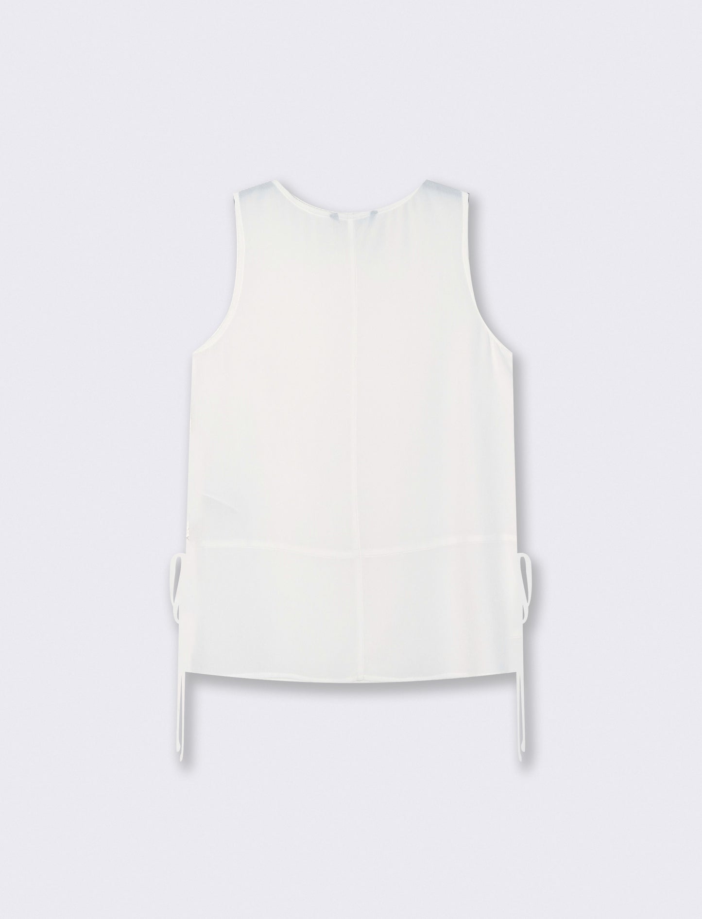 Sleeveless Blouse with Pockets and Ties - White