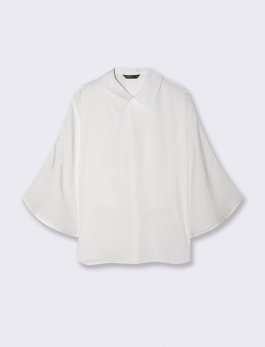Camicia kimono con scollo a V ampia - Bianco latte