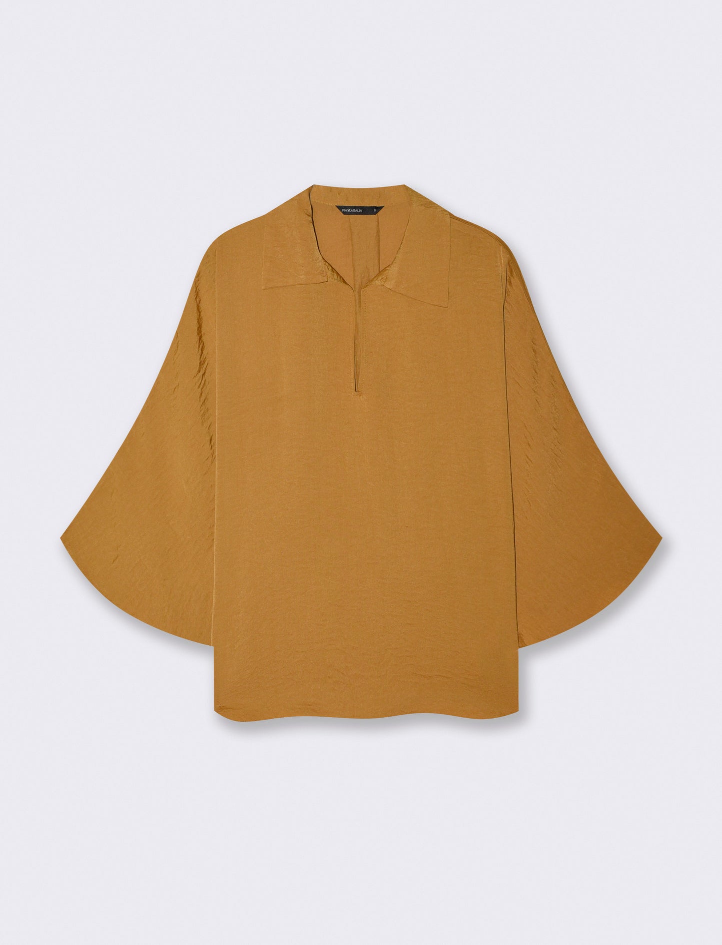 Camicia kimono con scollo a V ampia - Senape