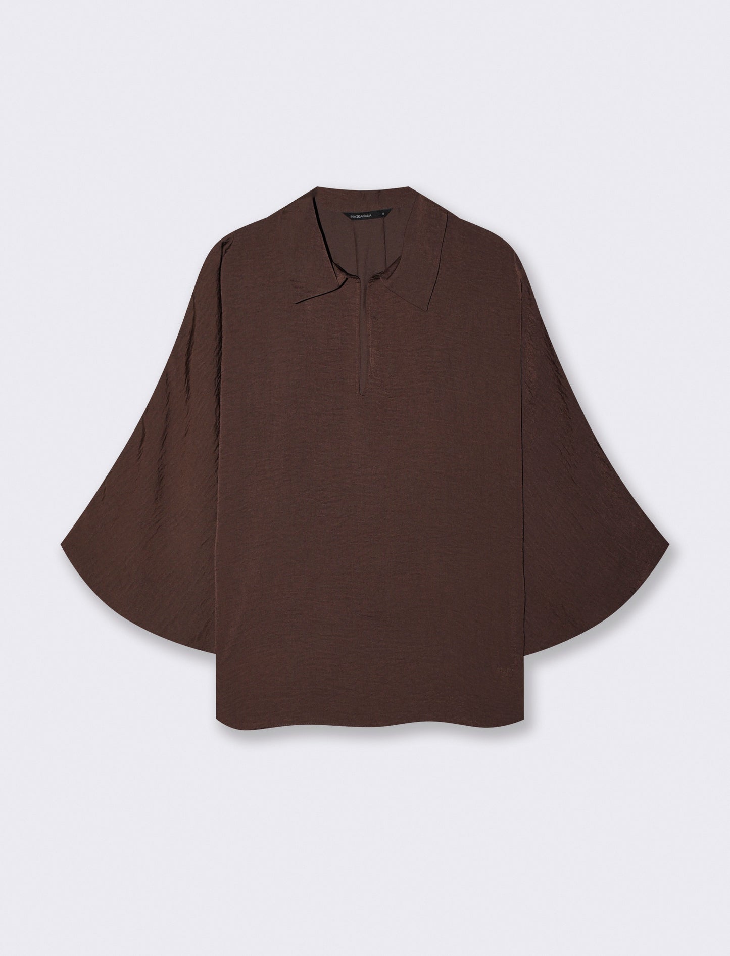 Camicia kimono con scollo a V ampia - Moro
