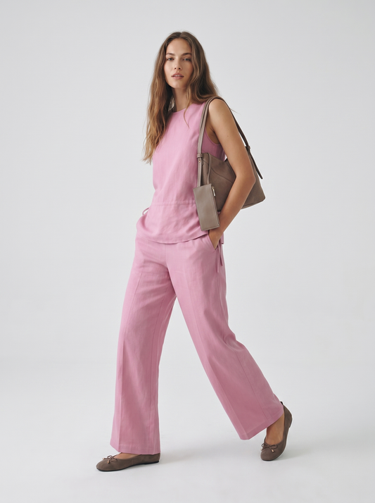Pantalone con Elastico Dietro - Rosa