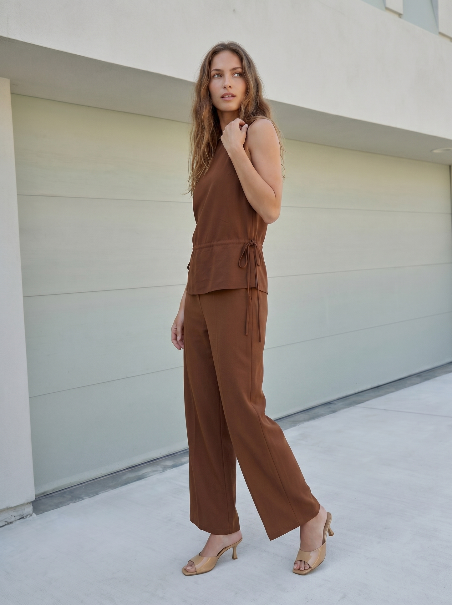 Pantalone con Elastico Dietro - Marrone tabacco
