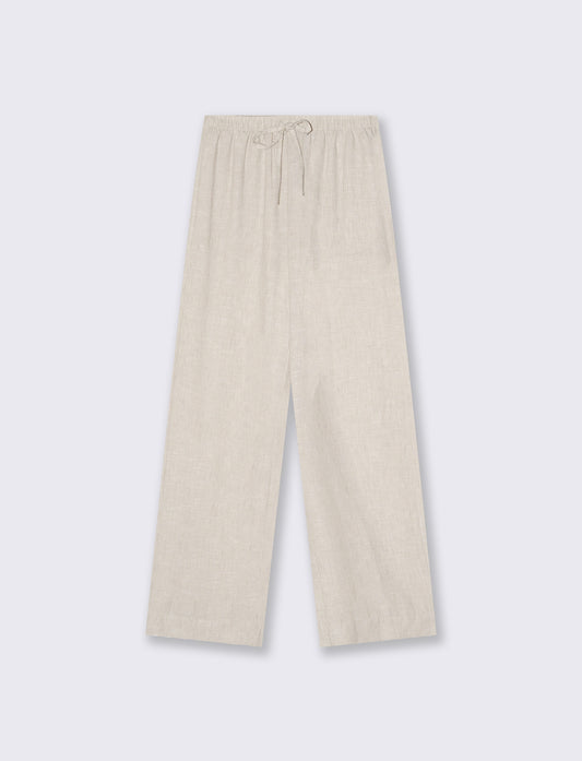 Soft Straight Pants with Drawstring - Grey