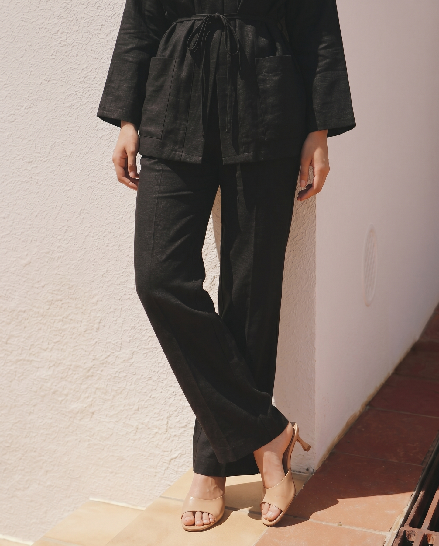 Pantalone Dritto Morbido con Coulisse - Nero