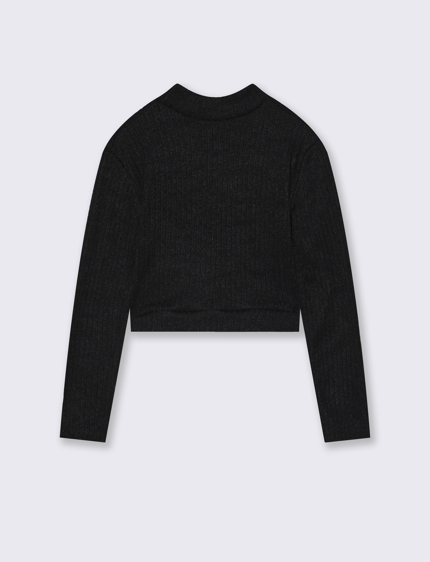 T-shirt manica lunga in maglia con accessorio decorativo. - Nero