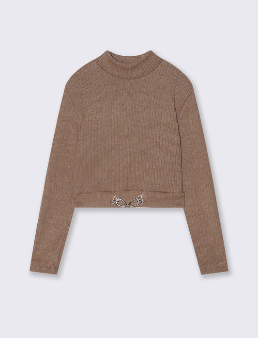 Maglia mezzo collo - Beige biscotto