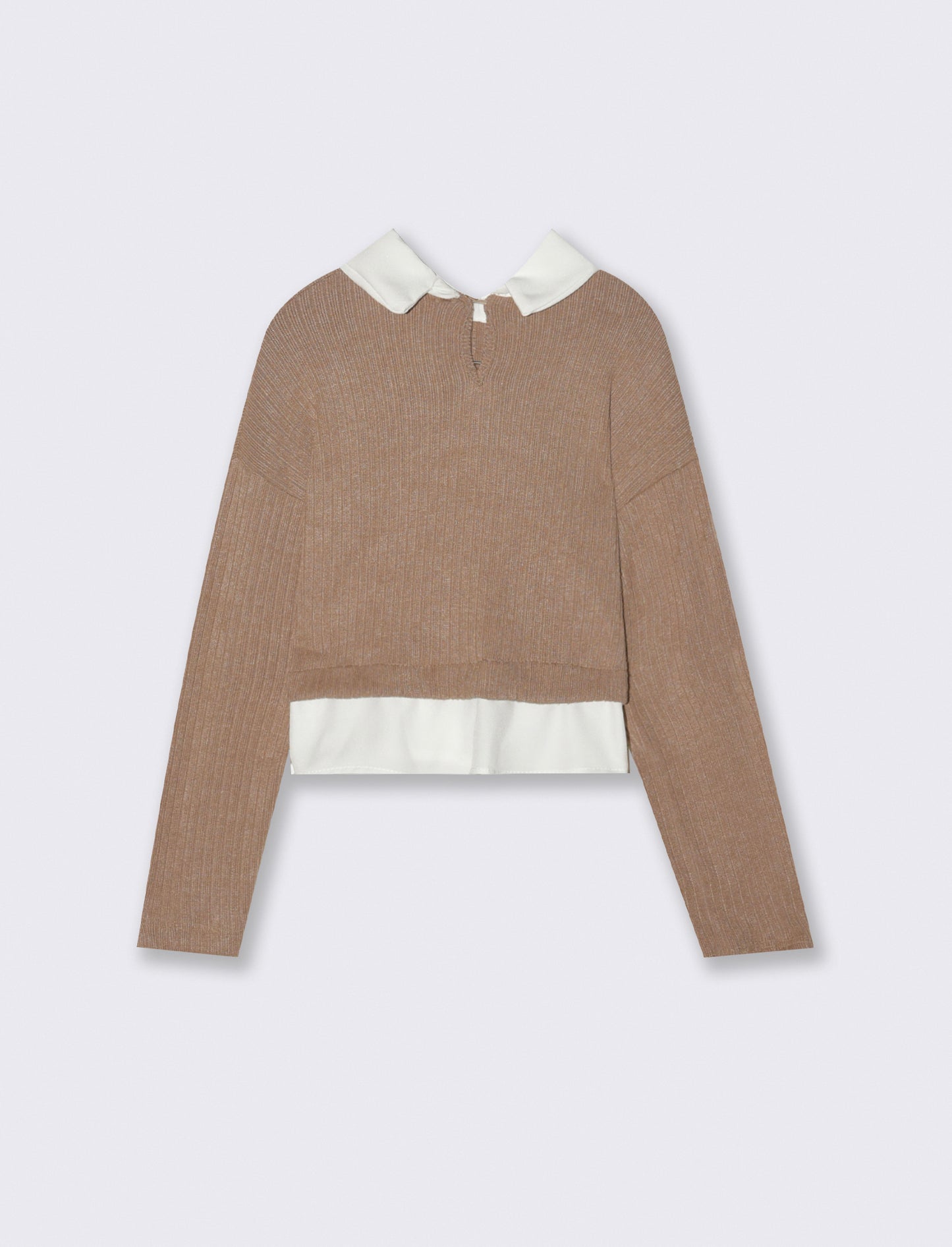 Maglietta collo camicia - Beige biscotto