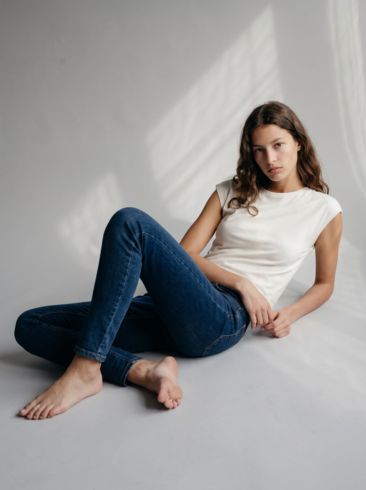 JEANS SUPER SKINNY 5 TASCHE VITA MEDIA - DENIM SCURO