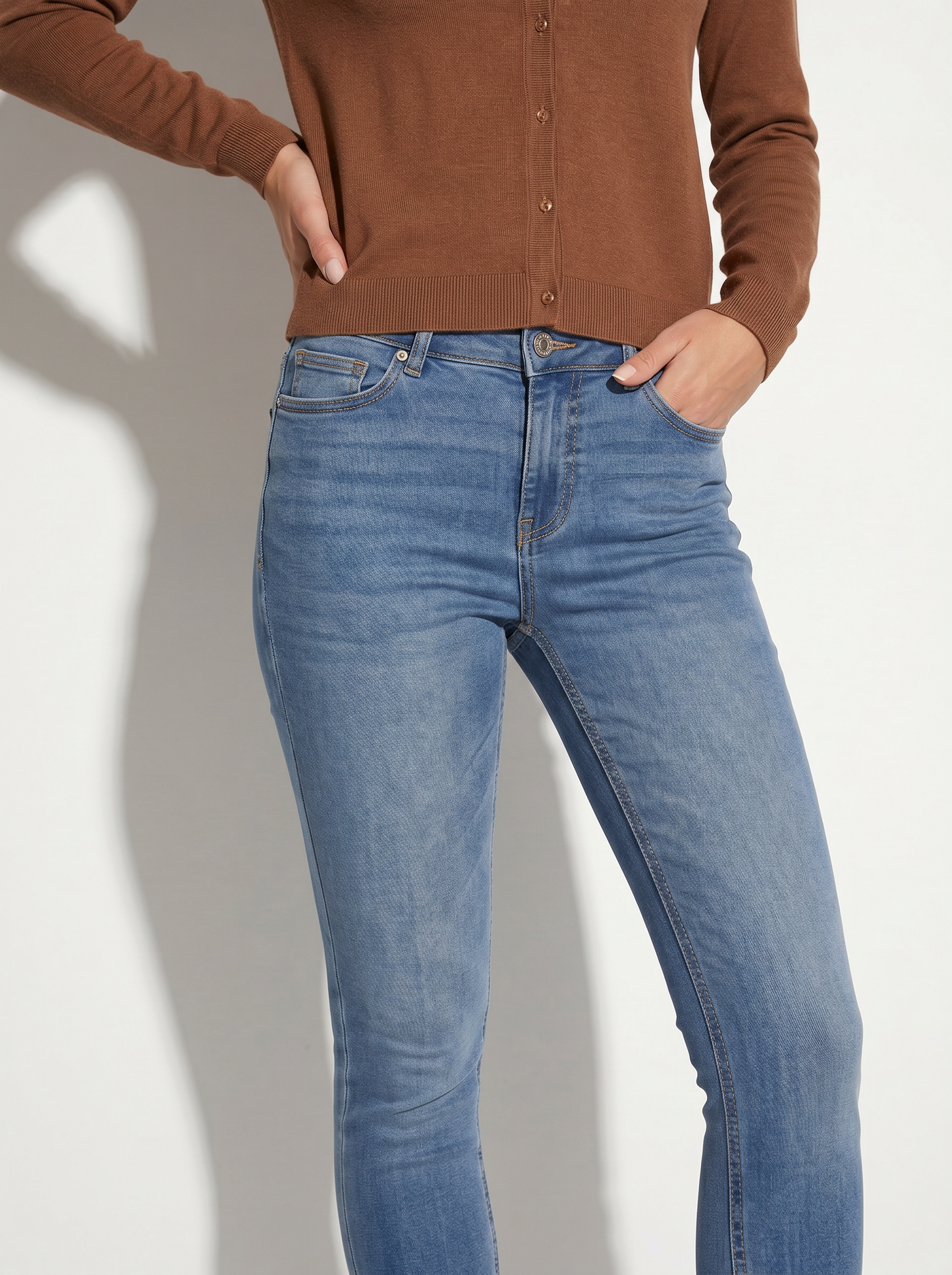 Super skinny high waist jeggings with 5 pockets - Blue